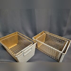 Gold and White Wire Storage Baskets